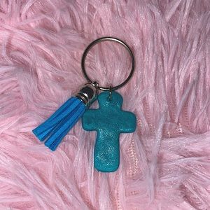 Sparkly Cross Key Chain